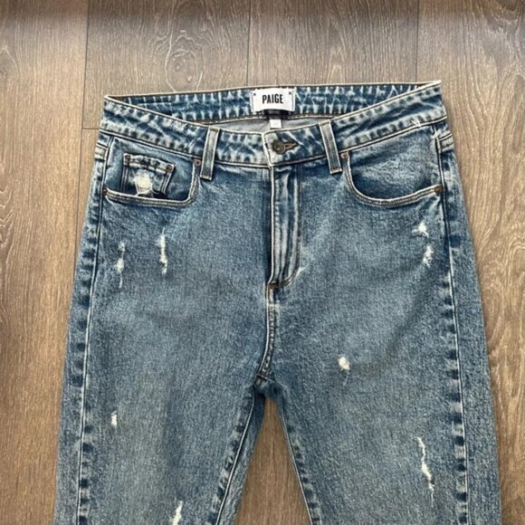 Paige Monica Jeans denim Straight Leg Frayed Hem Westlyn Distressed Size 27 - Picture 6 of 14